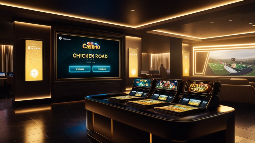 Ingresso rapido all’area demo di Chicken Road in una lobby da casinò