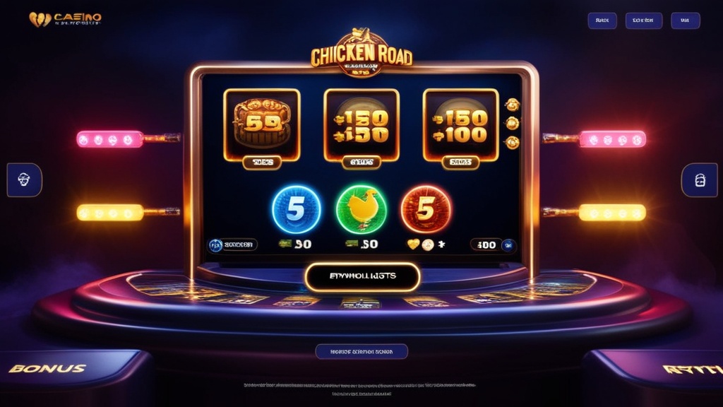 Bonus e ritmo della demo di Chicken Road in una scena da casinò scuro