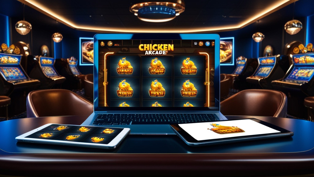 Smartphone, tablet e laptop con lobby del gioco in ambiente casino scuro